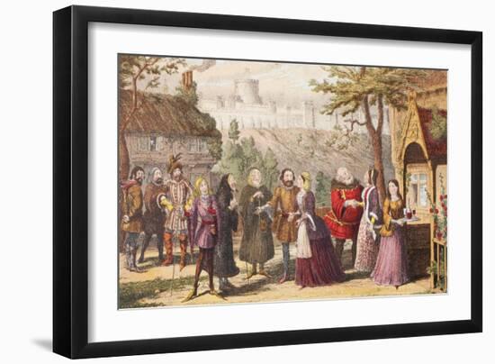 Sir John Falstaff on a Visit to His Friend Page at Windsor, Illustration from the Merry Wives of…-George Cruikshank-Framed Giclee Print
