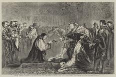 Bishop Latimer Presenting a Copy of the New Testament to Henry VIII as a New Year's Gift-Sir John Gilbert-Giclee Print