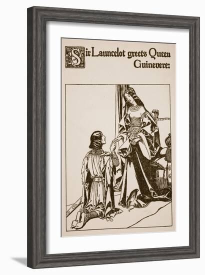 Sir Launcelot Greets Queen Guinevere, Illustration from 'The Story of Champions of Round Table'-Howard Pyle-Framed Giclee Print