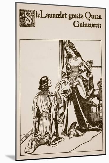 Sir Launcelot Greets Queen Guinevere, Illustration from 'The Story of Champions of Round Table'-Howard Pyle-Mounted Giclee Print