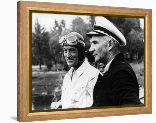 Sir Malcolm Campbell, on the Left, Possibly at Coniston, 1939-null-Framed Premier Image Canvas