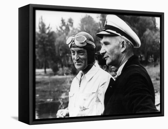 Sir Malcolm Campbell, on the Left, Possibly at Coniston, 1939-null-Framed Premier Image Canvas