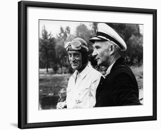 Sir Malcolm Campbell, on the Left, Possibly at Coniston, 1939-null-Framed Photographic Print