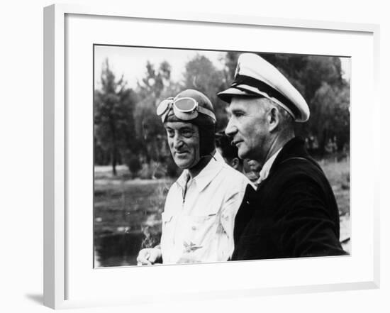 Sir Malcolm Campbell, on the Left, Possibly at Coniston, 1939-null-Framed Photographic Print