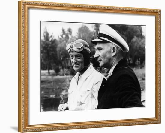 Sir Malcolm Campbell, on the Left, Possibly at Coniston, 1939-null-Framed Photographic Print