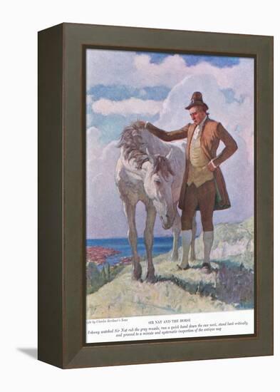 Sir Nat and the Horse: Johnny Watched Sir Nat Rub the Grey Muzzle; Stand Back and Proceed to a Minu-Newell Convers Wyeth-Framed Premier Image Canvas
