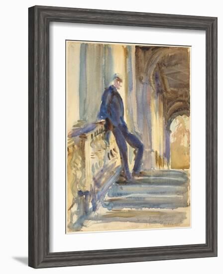 Sir Neville Wilkinson on the Steps of the Palladian Bridge at Wilton House, 1904-5-John Singer Sargent-Framed Giclee Print