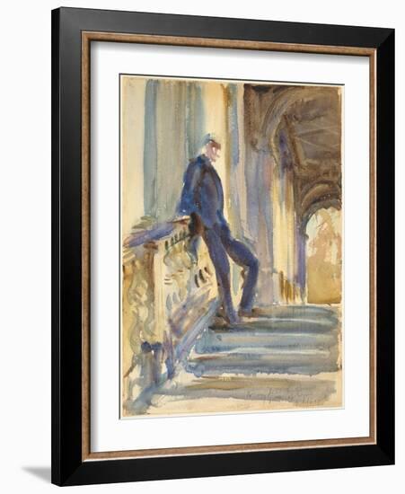 Sir Neville Wilkinson on the Steps of the Palladian Bridge at Wilton House, 1904-5-John Singer Sargent-Framed Giclee Print