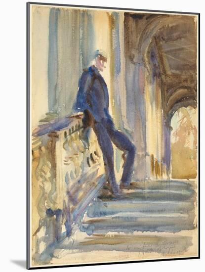 Sir Neville Wilkinson on the Steps of the Palladian Bridge at Wilton House, 1904-5-John Singer Sargent-Mounted Giclee Print