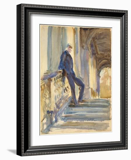 Sir Neville Wilkinson on the Steps of the Palladian Bridge at Wilton House, 1904-5-John Singer Sargent-Framed Giclee Print