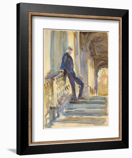 Sir Neville Wilkinson on the Steps of the Palladian Bridge at Wilton House, 1904-5-John Singer Sargent-Framed Giclee Print