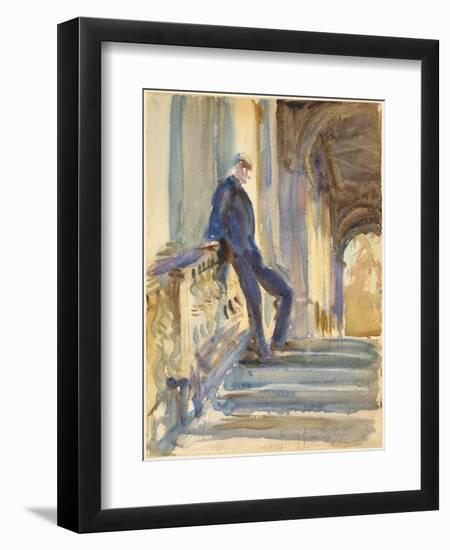 Sir Neville Wilkinson on the Steps of the Palladian Bridge at Wilton House, 1904-5-John Singer Sargent-Framed Giclee Print