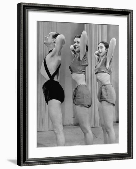 Sir Paul Duke on the Bbc TV Show, "Laughter and Life" Showing Yoga Exercises-null-Framed Photographic Print