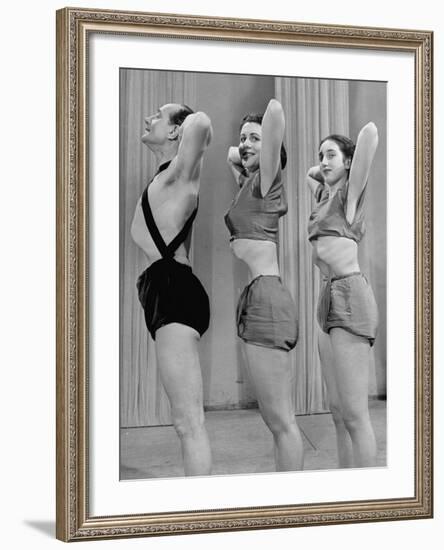 Sir Paul Duke on the Bbc TV Show, "Laughter and Life" Showing Yoga Exercises-null-Framed Photographic Print