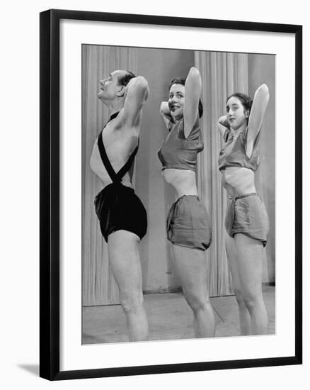 Sir Paul Duke on the Bbc TV Show, "Laughter and Life" Showing Yoga Exercises-null-Framed Photographic Print
