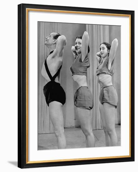 Sir Paul Duke on the Bbc TV Show, "Laughter and Life" Showing Yoga Exercises-null-Framed Photographic Print