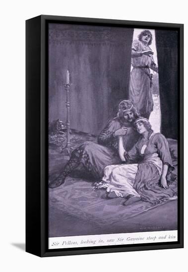 Sir Pelleas, Looking In, Saw Sir Gawaine Stoop and Kiss the Lady Ettard-William Henry Margetson-Framed Premier Image Canvas