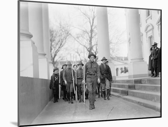 Sir Robert Baden-Powell reviewing a parade of Boy Scouts from the White House portico, 1911-Harris & Ewing-Mounted Photographic Print