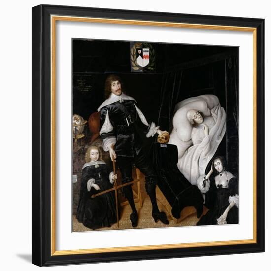 Sir Thomas Aston (1600-45) at the Deathbed of His Wife, 1635-John Souch-Framed Giclee Print