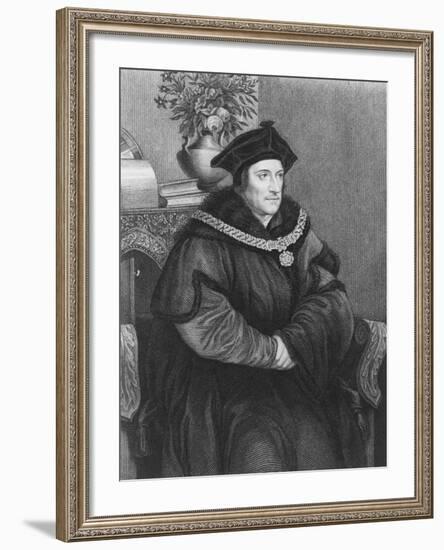 Sir Thomas More (1477-1535) (Engraving)-Hans Holbein the Younger-Framed Giclee Print