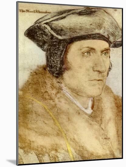 Sir Thomas More - from drawing by Holbein-Hans Holbein the Younger-Mounted Giclee Print