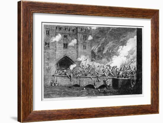 Sir Thomas Wyatt Attacking the By-Ward Tower, 1554-George Cruikshank-Framed Giclee Print