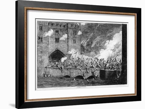 Sir Thomas Wyatt Attacking the By-Ward Tower, 1554-George Cruikshank-Framed Giclee Print