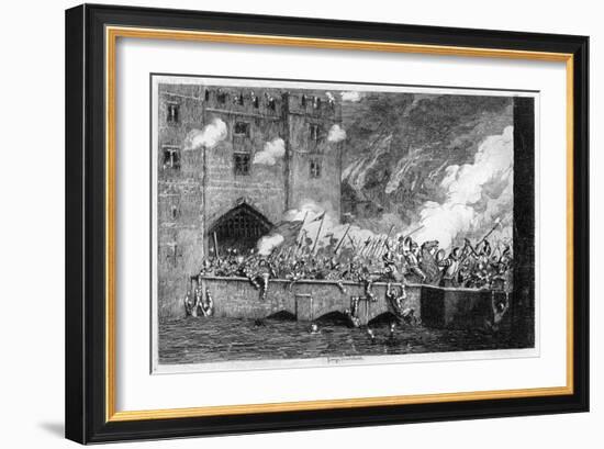 Sir Thomas Wyatt Attacking the By-Ward Tower, 1554-George Cruikshank-Framed Giclee Print