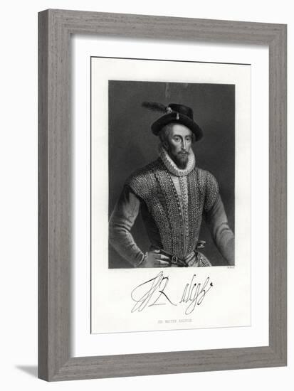 Sir Walter Raleigh, 19th Century-W Holl-Framed Giclee Print