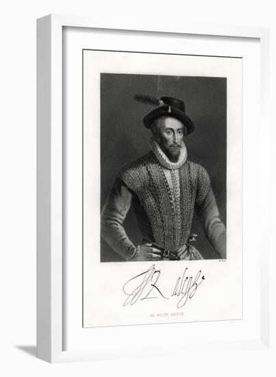 Sir Walter Raleigh, 19th Century-W Holl-Framed Giclee Print