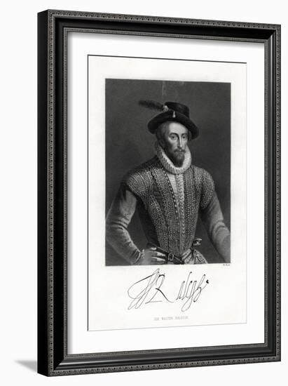 Sir Walter Raleigh, 19th Century-W Holl-Framed Giclee Print