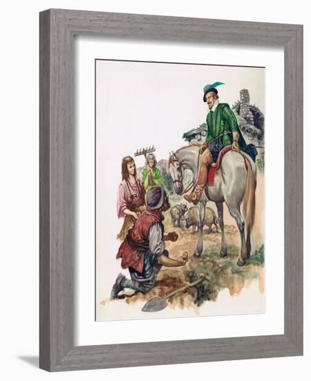 Sir Walter Raleigh and the Potato in Ireland (Gouache on Paper)-Peter Jackson-Framed Giclee Print