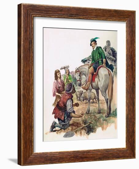 Sir Walter Raleigh and the Potato in Ireland (Gouache on Paper)-Peter Jackson-Framed Giclee Print