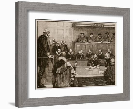 Sir Walter Raleigh before the Judges, Illustration from 'Cassell's Illustrated History of England'-English School-Framed Giclee Print