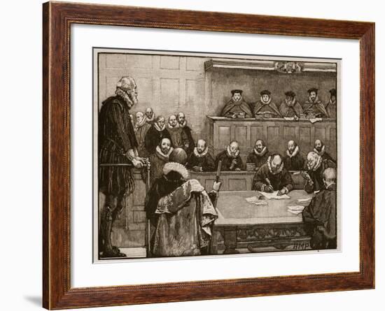 Sir Walter Raleigh before the Judges, Illustration from 'Cassell's Illustrated History of England'-English School-Framed Giclee Print