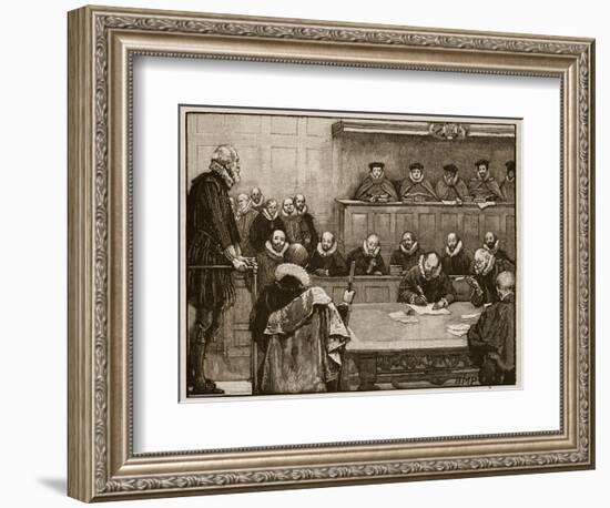 Sir Walter Raleigh before the Judges, Illustration from 'Cassell's Illustrated History of England'-English School-Framed Giclee Print