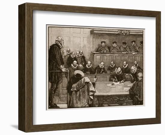 Sir Walter Raleigh before the Judges, Illustration from 'Cassell's Illustrated History of England'-English School-Framed Giclee Print