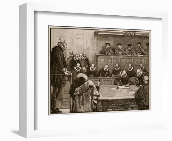 Sir Walter Raleigh before the Judges, Illustration from 'Cassell's Illustrated History of England'-English School-Framed Giclee Print