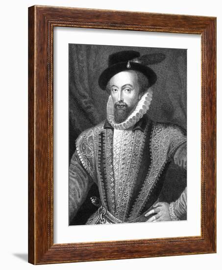 Sir Walter Raleigh, English Writer, Poet, Courtier, Adventurer and Explorer-J Fitler-Framed Giclee Print