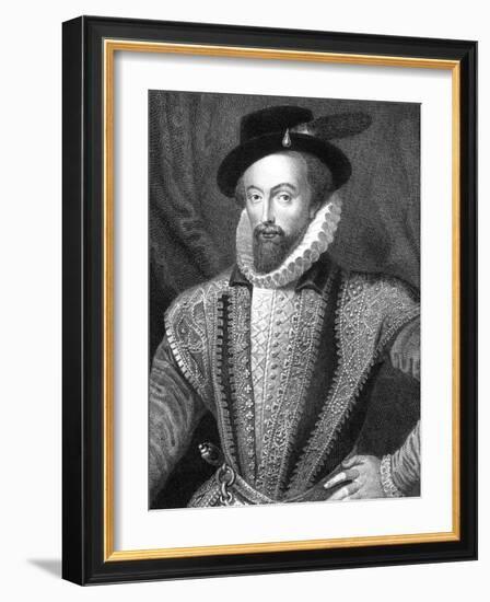 Sir Walter Raleigh, English Writer, Poet, Courtier, Adventurer and Explorer-J Fitler-Framed Giclee Print