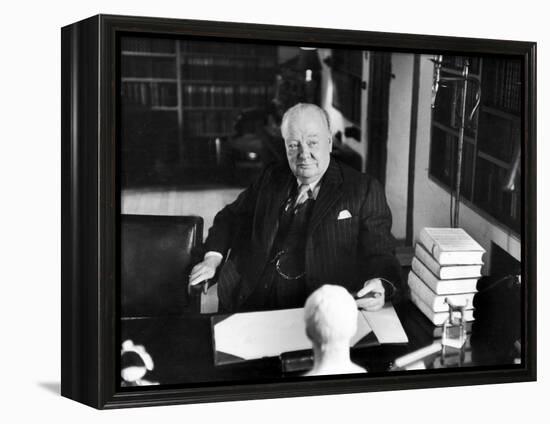 Sir Winston Churchill, Sitting Behind Desk at Chartwell-null-Framed Premier Image Canvas