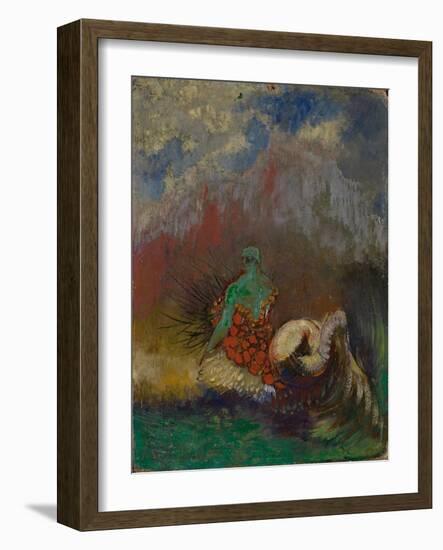 Siren, C.1900 (Oil and Gold Powder on Fibreboard)-Odilon Redon-Framed Giclee Print