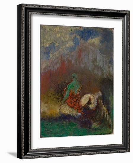 Siren, C.1900 (Oil and Gold Powder on Fibreboard)-Odilon Redon-Framed Giclee Print