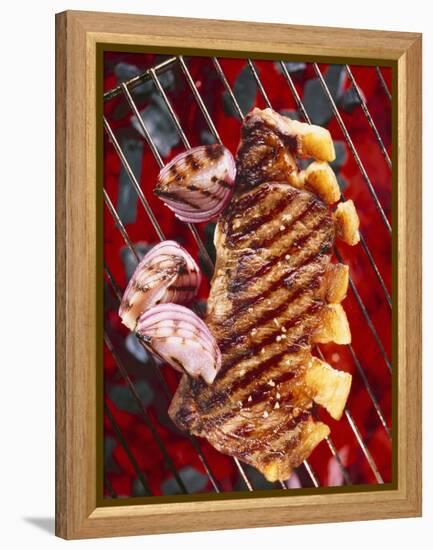 Sirloin Steak with Onions on a Barbecue-Ulrike Koeb-Framed Premier Image Canvas