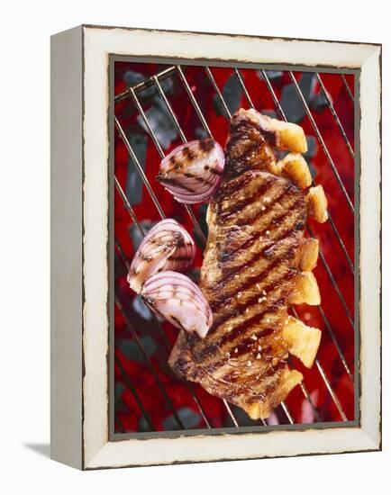 Sirloin Steak with Onions on a Barbecue-Ulrike Koeb-Framed Premier Image Canvas