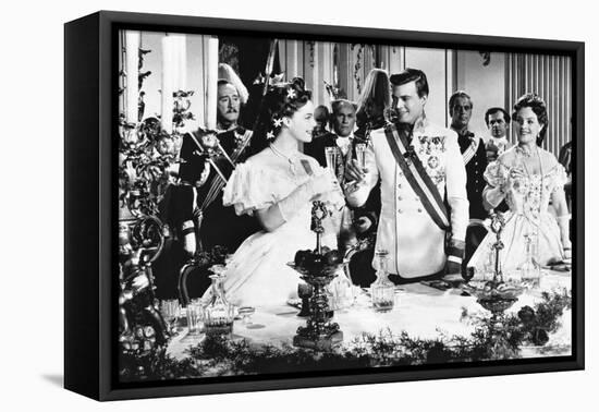 Sissi Imperatrice by ErnstMarischka with Romy Schneider and Karlheinz Bohm, 1956 (b/w photo)-null-Framed Stretched Canvas