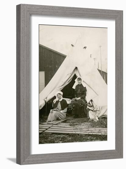 Sister Eleanor Wibmer Jeffries and Sister Nellie Constance Morrice (Right) Outside their Tent at No-null-Framed Giclee Print