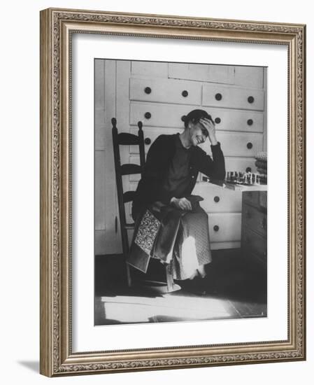 Sister Mildred Barker Consumed with Mirth While Sewing in Sewing Room-John Loengard-Framed Photographic Print