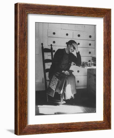 Sister Mildred Barker Consumed with Mirth While Sewing in Sewing Room-John Loengard-Framed Photographic Print