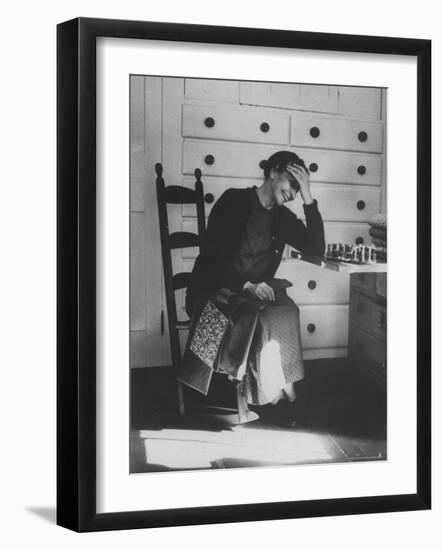 Sister Mildred Barker Consumed with Mirth While Sewing in Sewing Room-John Loengard-Framed Photographic Print